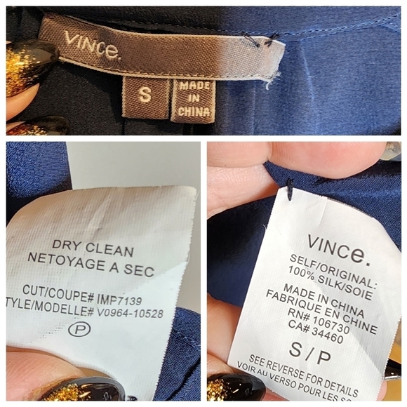 Vince Silk Tunic Pockets. Long Sleeve band collar. Size Small. - Picture 3 of 16